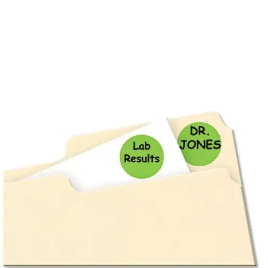 Avery Printable Self-Adhesive Removable Color-Coding Labels, 0.75" dia, Neon Green, 24/Sheet, 42 Sheets/Pack, (5468) image {1}