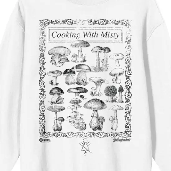 Yellowjackets "Cooking With Misty" Mushrooms Adult White Crew Neck Sweatshirt image {1}