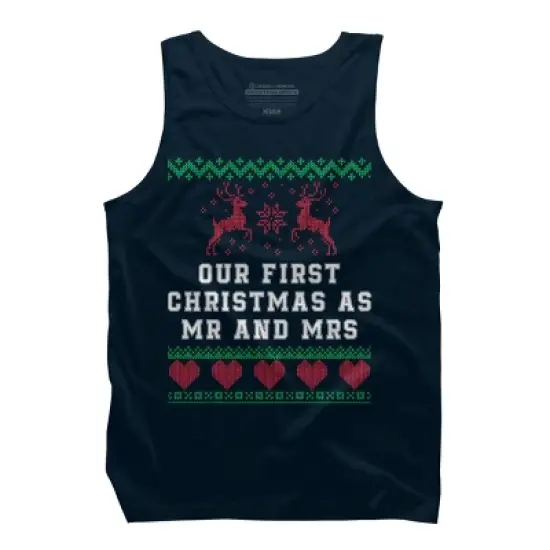 Men's Design By Humans Our First Christmas As Mr & Mrs T-Shirt By UnlockedHTK Tank Top image {5}