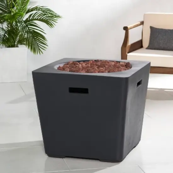 Elisson Outdoor 40000 BTU Light Weight Square Fire Pit Dark Gray - Christopher Knight Home image {3}