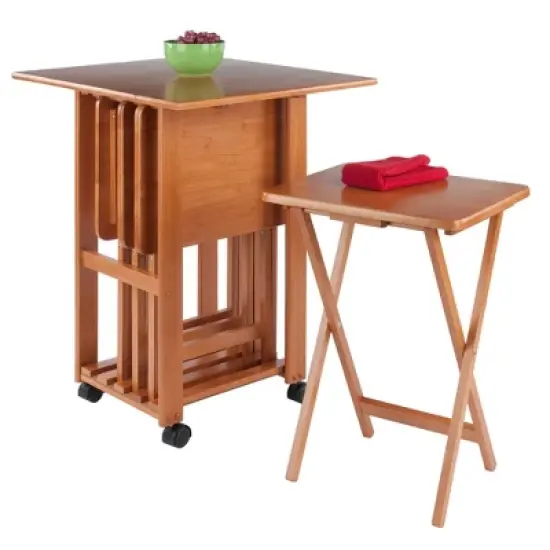 5pc Set Sophia Snack Tables Teak - Winsome image {16}