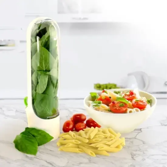 Prepara Herb Savor Pod 2.0 Herb Storage Container - Space Saving for Fridge Door Storage, Pouring Spout Keeps Fresh Herbs Fresh Up to 3 Weeks (2-Pack) image {4}