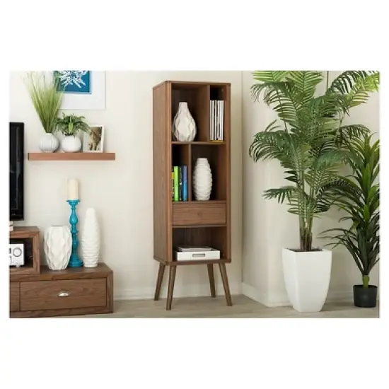 Ellingham Mid-century Retro Modern Sideboard Storage Cabinet Bookcase Organizer - Walnut - Baxton Studio image {3}