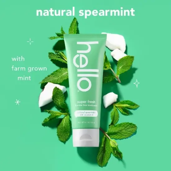 hello Super Fresh Fluoride Free Toothpaste - Natural Spearmint - 4.7oz image {4}
