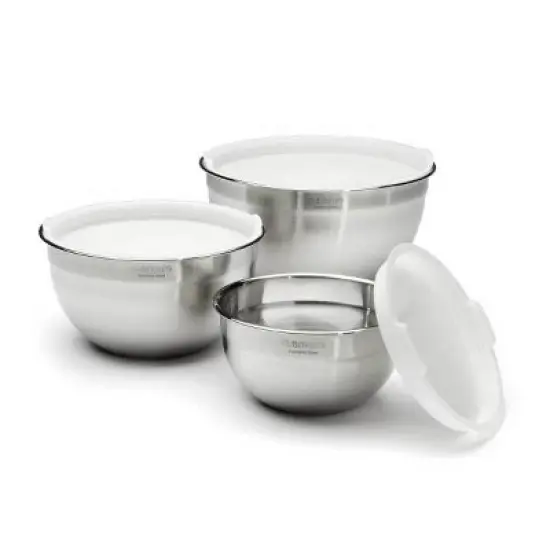 Cuisinart Set of 3 Stainless Steel Mixing Bowls with Lids image {6}