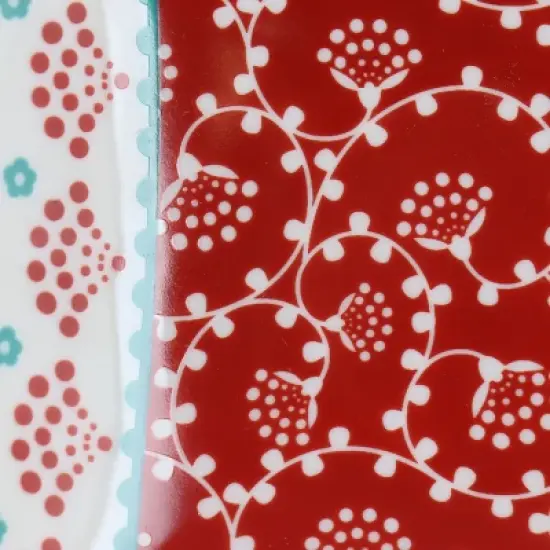 Gibson Home Village Vines 13.5 Inch Ceramic Rectangular 3 Section Tray in Red image {4}