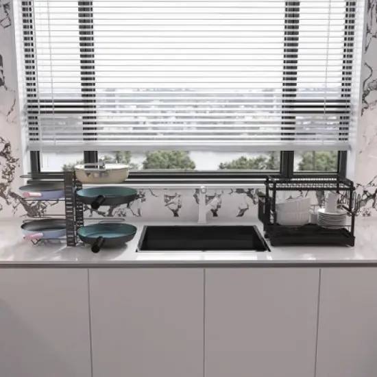 MaseiKar 8 Tier Pot and Pan Organizer Rack for Cabinet With 3 DIY Methods, Adjustable Organizer for Pots, Pans and Lids with Utensil Holders image {6}