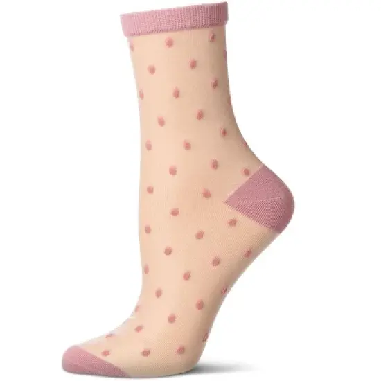 Memoi Women's Sheer-All-Over Polka Dot Ankle Sock image {5}
