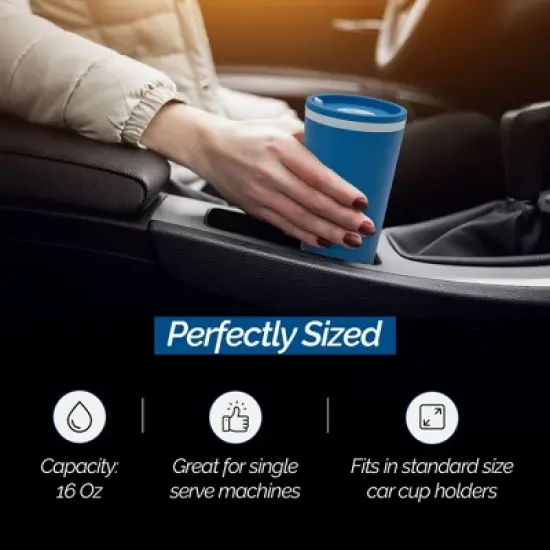 Copco Cone Travel Coffee Mug, 16 oz (Set of 4) - Insulated Drinkware with Spill-Proof Lid and Handle, Microwave & Dishwasher Safe (Assorted Colors) image {6}