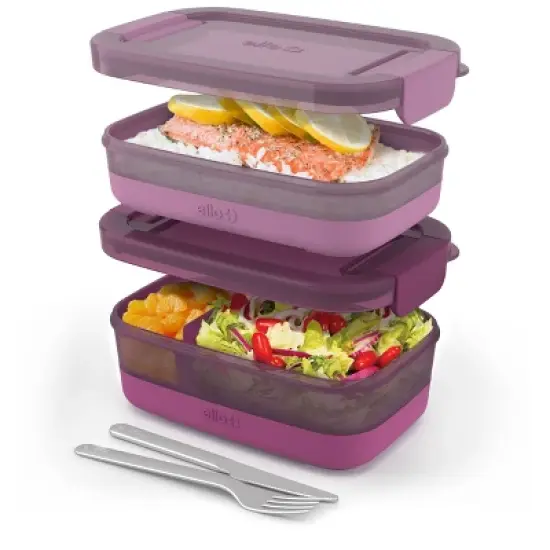 Ello 2pk Plastic Lunch Stack Food Storage Container image {1}