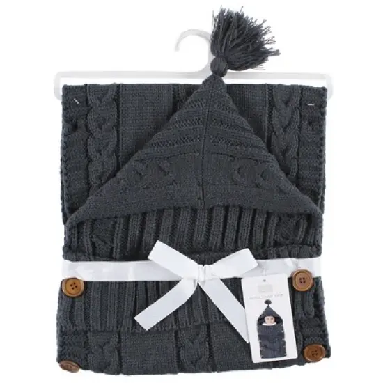 Hudson Baby Infant Boy Knitted Baby Lounge Stroller Wrap Sack, Charcoal, One Size image {1}