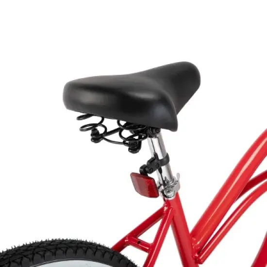 HILAND 24 26 inch Beach Cruiser Bike for Adults Women Men, Step Through City Commuter Bicycle, Black/Blue/Red image {6}