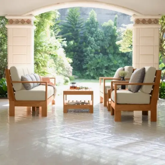 Logan Outdoor Teak Wood Side Table - Cambridge Casual image {4}