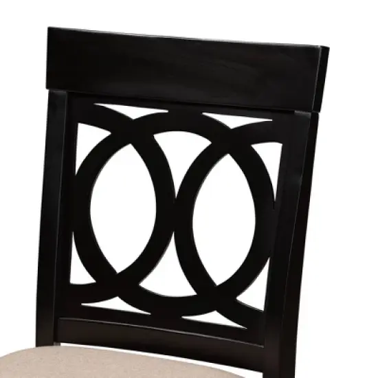 Set of 2 Verina Upholstered Wood Counter Height Barstools Sand/Espresso - Baxton Studio image {5}
