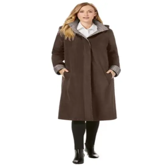 Jessica London Women&rsquo;s Plus Size Contrast Hood Raincoat image {4}
