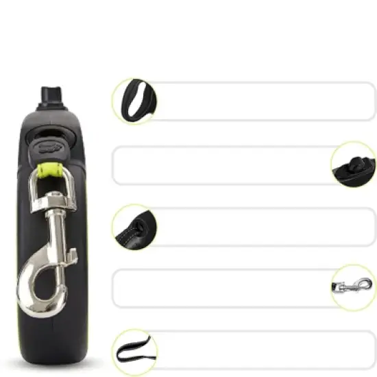 DDOXX 13.1 ft Retractable Small Dog Leashwith Strong Reflective Nylon Strips and Break & Lock System - Black & Yellow image {3}