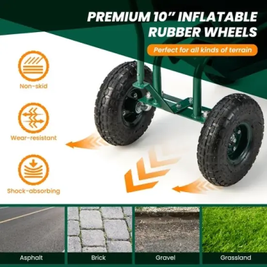 Costway Rolling Garden Cart Outdoor Gardening Workseat with Adjustable Height &Tool Storage image {4}