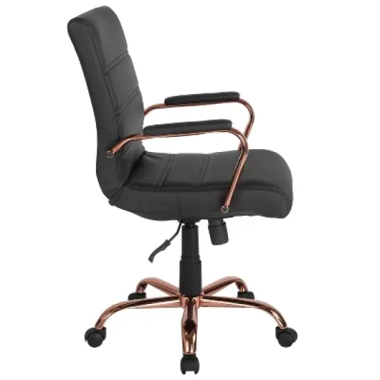 Emma and Oliver Mid-Back Executive Swivel Office Chair with Metal Frame and Arms image {7}