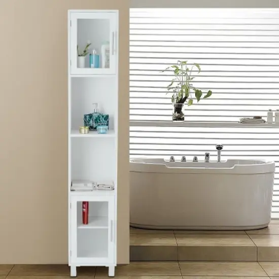 Costway 71" Bathroom Tall Tower Storage Cabinet Organizer Display Shelves Bedroom image {6}