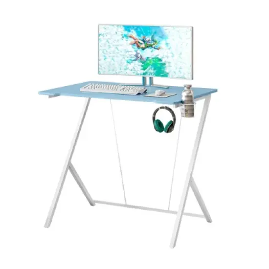 NicBex Home Office Desk 47.25" L Morden Gaming Desk with Headphone Holder, Cup Holder, Desktop Shelves, Wooden Desktop and Metal Legs for Game image {1}