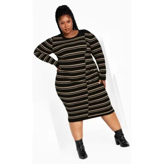 Women's Plus Size Marly Star Sweater Dress - Black Biscuit | AVENUE image {6}