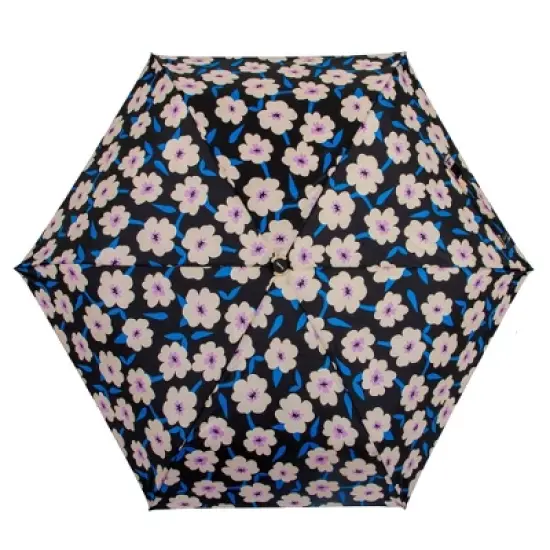 ShedRain Auto Open Auto Close Compact Umbrella - Black Floral image {1}