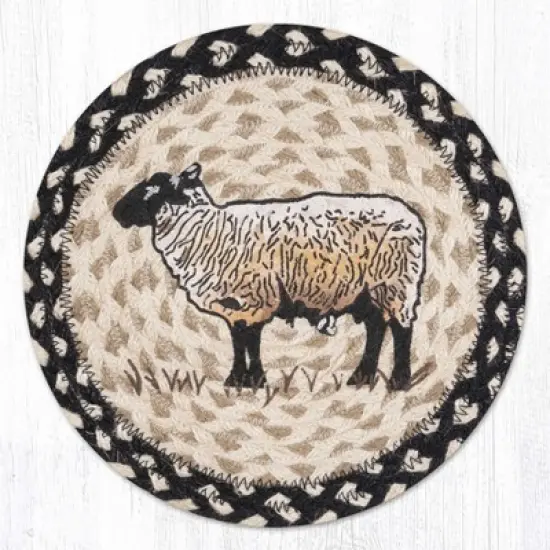 Earth Rugs Eco-Friendly Braided Jute Trivet &ndash; Lamb Patch Scene for Rustic Kitchens image {3}