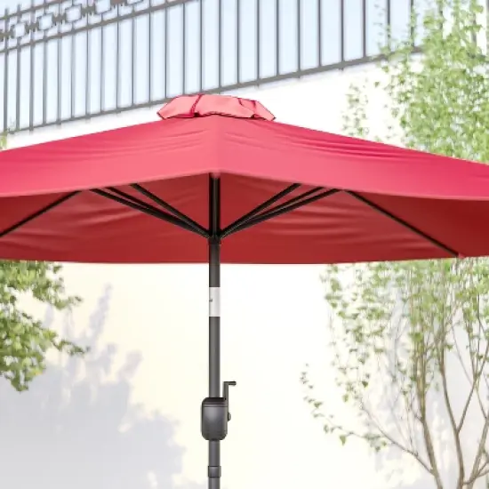 Emma and Oliver 9' Outdoor Patio Umbrella-Crank & Tilt Function - 1.5" Diameter Steel Pole image {2}
