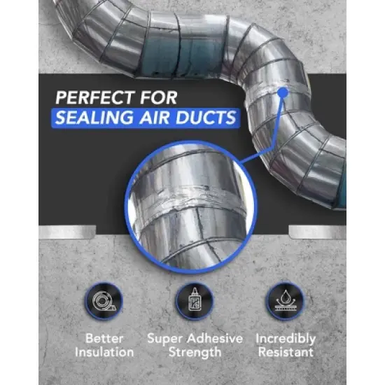 Impresa Professional Grade Aluminum Foil Tape - 4 Pack - 2 Inch by 210 Feet (70 Yards) 3.6 Mil Each Roll - High Temperature image {3}