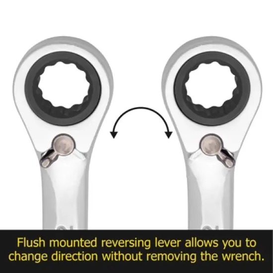 Reversible Ratcheting Wrench Set with Roll Pouch - Combination Metric Sizes for Professional Mechanics image {7}