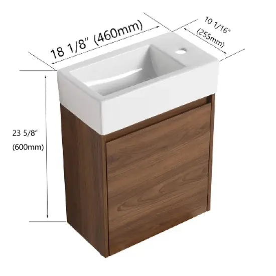 Floating Small Bathroom Vanity With Sink And Soft Close Door - ModernLuxe image {2}
