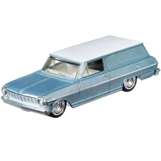 1964 Chevrolet Nova Panel Light Blue Metallic with White Top "Fast Wagons" Series Diecast Model Car by Hot Wheels image {1}