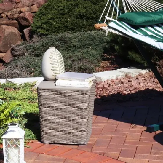 Sunnydaze Rattan Design Outdoor Side Table with Storage - 11.5-Gal. image {5}