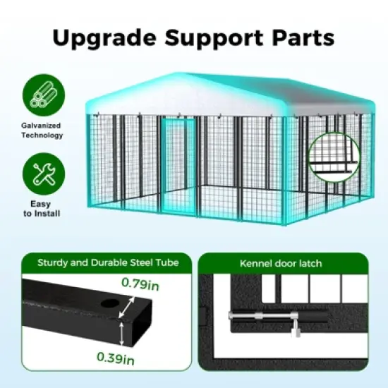 XBRIGH Large, medium and small black square dog crate for outdoor and lawn use with UV cover for outdoor backyard farms image {2}