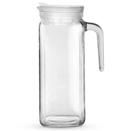 Amici Home Italian Igloo Quadra Glass Pitcher with Lid and Spout, Clear Glass Water Pitcher for Refrigerator, Carafe for Iced Tea, Juice, Milk, Brew image {7}