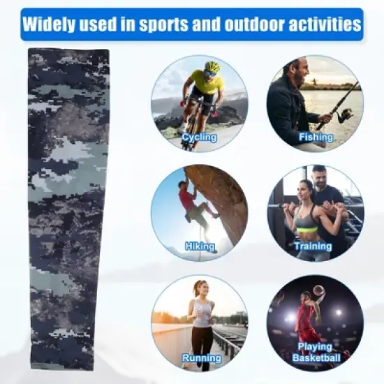 Unique Bargains Basketball Sports Camouflage Cooling Arm Elbow Compression Sleeve Army Green 1 Pair image {1}