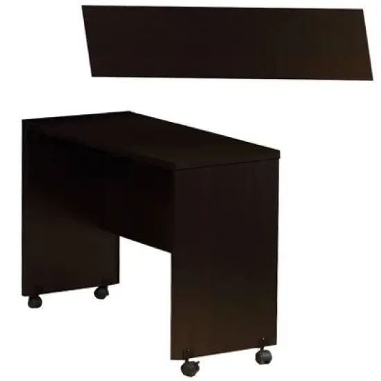 Stylish desk with Spacious Display Top Dark Brown - Benzara image {3}