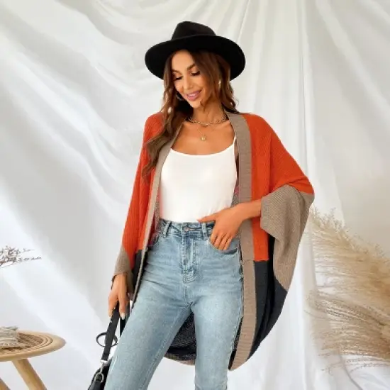 Women's Sunrise Memory Ribbed Colorblock Dolman Sleeve Cardigan - Cupshe image {2}