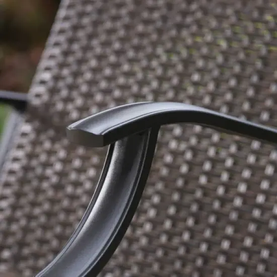 5pc Patio Dining Set with Rattan Arm Chairs & Square Faux Wood & Steel Tabletop - Captiva Designs image {17}