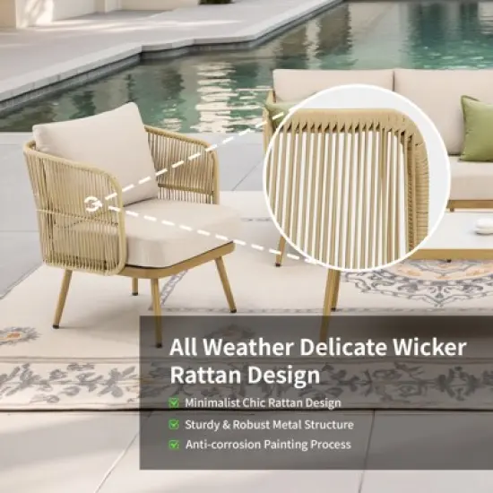 Outdoor Patio Furniture Set All Weather Wicker Conversation Set image {8}