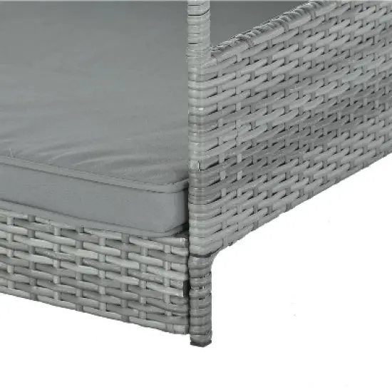 Dog Bed, Pet Bed, Pet Enclosures, Pet Outdoor Furniture, Pet Patio Furniture, Seasonal PE Wicker Pet Furniture, Dog Bed With Canopy image {11}