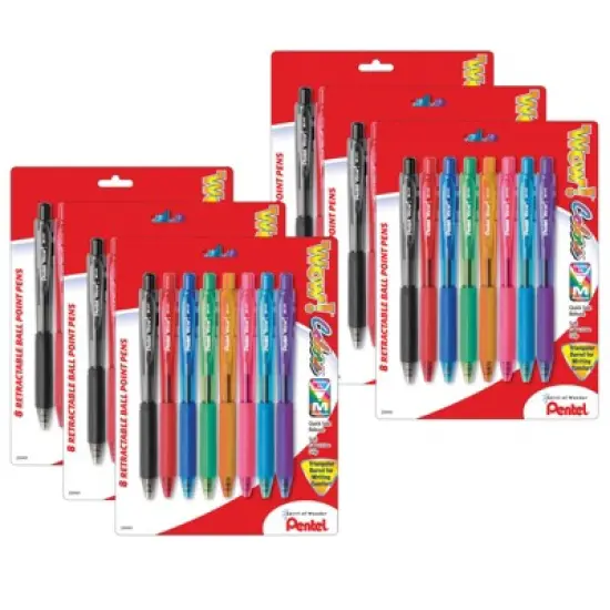 Pentel WOW! Retractable Ball Point Pens, Assorted, 8 Per Pack, 6 Packs image {1}