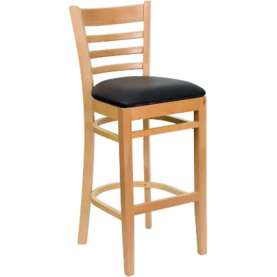 Emma and Oliver Ladder Back Wooden Restaurant Dining Barstool image {12}
