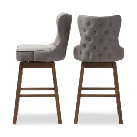 Gradisca Modern And Contemporary Wood Finishing Upholstered Barstools Set Of 2 - Baxton Studio image {2}