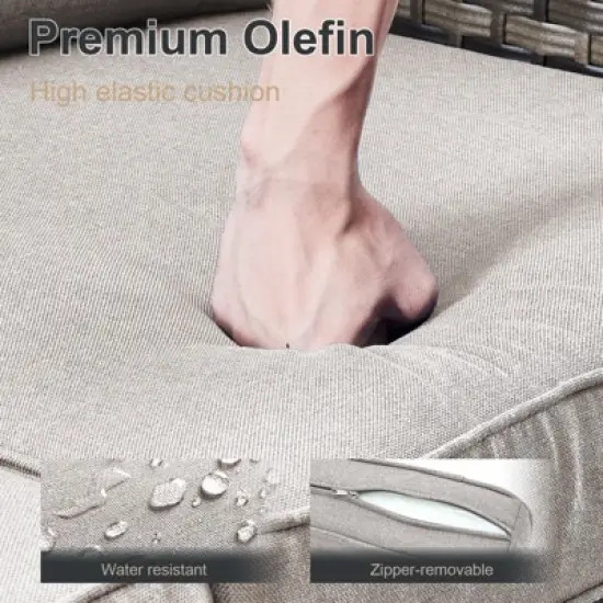 Belord Patio Swivel Chair Set of 4 with 30" Propane Fire Pit Table, Patio Furniture Set with High Back Swivel Rocker Patio Chairs and Firepit Table image {7}