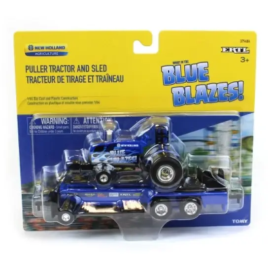 1/64 New Holland "Blue Blazes" Pulling Tractor with Pulling Sled, 37940-1 image {4}