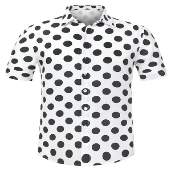 Lars Amadeus Men's Summer Polka Dots Button Down Short Sleeves Hawaiian Shirts image {6}
