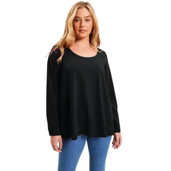 June + Vie by Roaman's Women&rsquo;s Plus Size Long-Sleeve Swing One + Only Tee image {7}