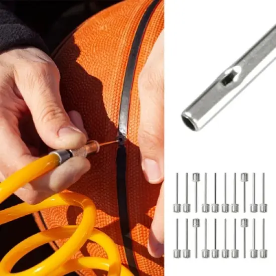 Unique Bargains Metal Air Pin for Football Basketball Soccer Inflating Pump Needle Silver Tone 1.5" x 0.3" 20 Pcs image {4}