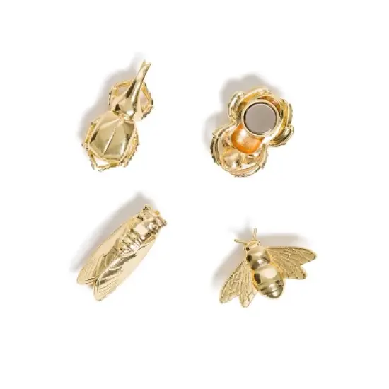 U Brands 4pk Insect Magnets Gold: Fridge & Locker Accessories, Bug Design, Metal, 2500Gs Pull Capacity image {2}